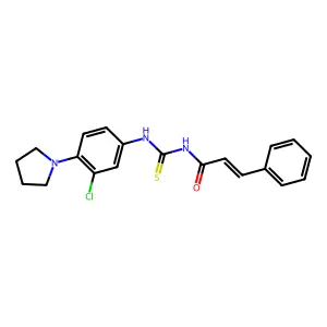 (E)-N-[(3-chloro-4-pyrrolidin-1-ylphenyl)carbamothioyl]-3-phenylprop-2-enamide structure