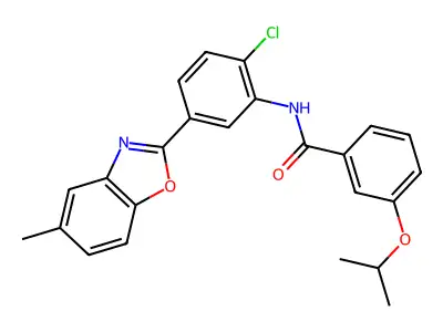 N-[2-chloro-5-(5-methyl-1,3-benzoxazol-2-yl)phenyl]-3-(propan-2-yloxy)benzamide structure