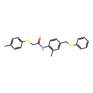 2-(4-methylphenyl)sulfanyl-N-[2-methyl-4-(phenylsulfanylmethyl)phenyl]acetamide structure