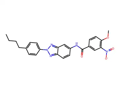 N-[2-(4-butylphenyl)benzotriazol-5-yl]-4-methoxy-3-nitrobenzamide structure