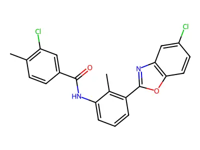 3-chloro-N-[3-(5-chloro-1,3-benzoxazol-2-yl)-2-methylphenyl]-4-methylbenzamide structure