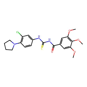 N-[(3-chloro-4-pyrrolidin-1-ylphenyl)carbamothioyl]-3,4,5-trimethoxybenzamide structure