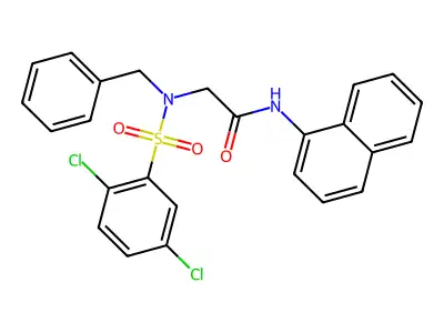 2-[benzyl-(2,5-dichlorophenyl)sulfonylamino]-N-naphthalen-1-ylacetamide structure
