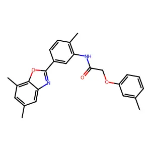 N-[5-(5,7-dimethyl-1,3-benzoxazol-2-yl)-2-methylphenyl]-2-(3-methylphenoxy)acetamide structure