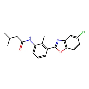 N-[3-(5-chloro-1,3-benzoxazol-2-yl)-2-methylphenyl]-3-methylbutanamide structure