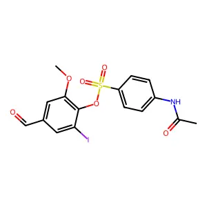 4-Formyl-2-iodo-6-methoxyphenyl 4-(acetylamino)benzenesulfonate structure