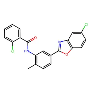 2-chloro-N-[5-(5-chloro-1,3-benzoxazol-2-yl)-2-methylphenyl]benzamide structure
