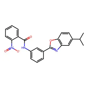 2-nitro-N-{3-[5-(propan-2-yl)-1,3-benzoxazol-2-yl]phenyl}benzamide structure