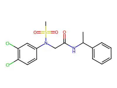 2-(3,4-dichloro-N-methylsulfonylanilino)-N-(1-phenylethyl)acetamide structure