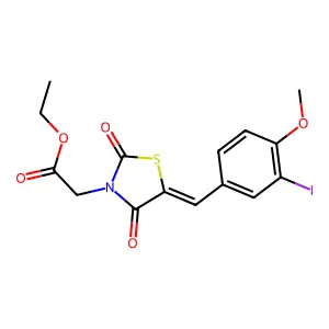 ethyl [(5E)-5-(3-iodo-4-methoxybenzylidene)-2,4-dioxo-1,3-thiazolidin-3-yl]acetate structure