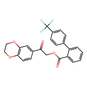 2-(2,3-dihydrobenzo[b][1,4]dioxin-6-yl)-2-oxoethyl 4'-(trifluoromethyl)-[1,1'-biphenyl]-2-carboxylate structure