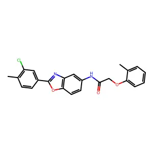 N-[2-(3-chloro-4-methylphenyl)-1,3-benzoxazol-5-yl]-2-(2-methylphenoxy)acetamide structure
