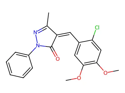 (4Z)-4-(2-chloro-4,5-dimethoxybenzylidene)-5-methyl-2-phenyl-2,4-dihydro-3H-pyrazol-3-one structure