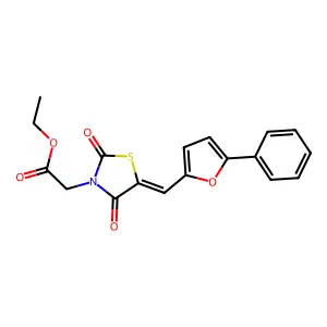 ethyl {(5E)-2,4-dioxo-5-[(5-phenylfuran-2-yl)methylidene]-1,3-thiazolidin-3-yl}acetate structure