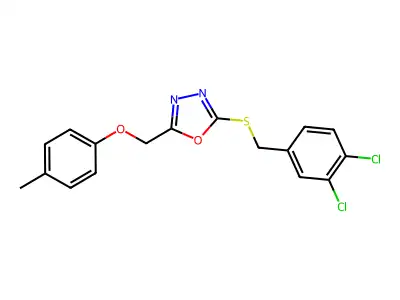 2-[(3,4-Dichlorobenzyl)sulfanyl]-5-[(4-methylphenoxy)methyl]-1,3,4-oxadiazole structure