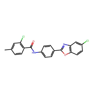 2-chloro-N-[4-(5-chloro-1,3-benzoxazol-2-yl)phenyl]-4-methylbenzamide structure