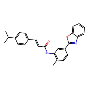 (2E)-N-[5-(1,3-benzoxazol-2-yl)-2-methylphenyl]-3-[4-(propan-2-yl)phenyl]prop-2-enamide structure