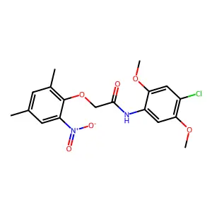 N-(4-chloro-2,5-dimethoxyphenyl)-2-(2,4-dimethyl-6-nitrophenoxy)acetamide structure