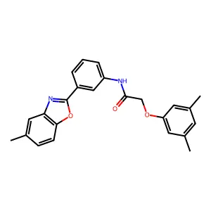 2-(3,5-dimethylphenoxy)-N-[3-(5-methyl-1,3-benzoxazol-2-yl)phenyl]acetamide structure