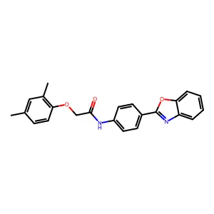 N-[4-(1,3-benzoxazol-2-yl)phenyl]-2-(2,4-dimethylphenoxy)acetamide structure