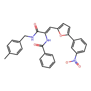 N-[(Z)-3-[(4-methylphenyl)methylamino]-1-[5-(3-nitrophenyl)furan-2-yl]-3-oxoprop-1-en-2-yl]benzamide structure