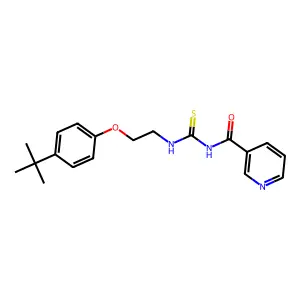 N-[2-(4-tert-butylphenoxy)ethylcarbamothioyl]pyridine-3-carboxamide structure