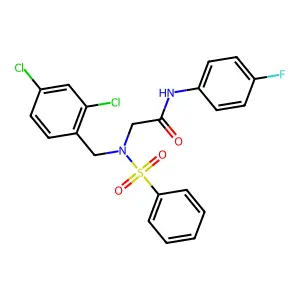 2-[benzenesulfonyl-[(2,4-dichlorophenyl)methyl]amino]-N-(4-fluorophenyl)acetamide structure