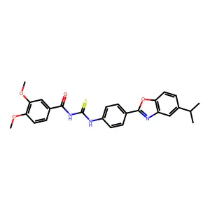 3,4-dimethoxy-N-({4-[5-(propan-2-yl)-1,3-benzoxazol-2-yl]phenyl}carbamothioyl)benzamide structure