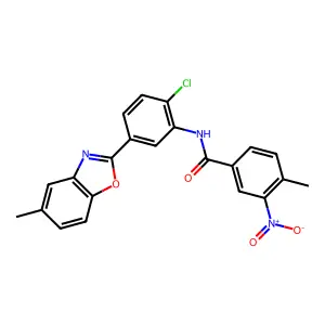 N-[2-chloro-5-(5-methyl-1,3-benzoxazol-2-yl)phenyl]-4-methyl-3-nitrobenzamide structure