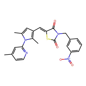 (5E)-5-[[2,5-dimethyl-1-(4-methylpyridin-2-yl)pyrrol-3-yl]methylidene]-3-[(3-nitrophenyl)methyl]-1,3-thiazolidine-2,4-dione structure