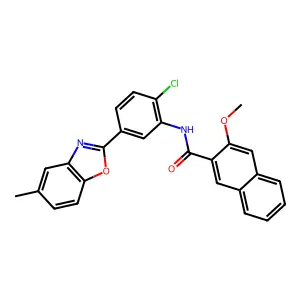 N-[2-chloro-5-(5-methyl-1,3-benzoxazol-2-yl)phenyl]-3-methoxynaphthalene-2-carboxamide structure