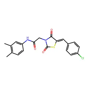 2-[(5E)-5-(4-chlorobenzylidene)-2,4-dioxo-1,3-thiazolidin-3-yl]-N-(3,4-dimethylphenyl)acetamide structure