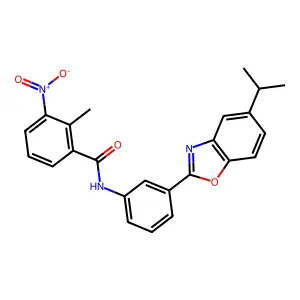 2-methyl-3-nitro-N-[3-(5-propan-2-yl-1,3-benzoxazol-2-yl)phenyl]benzamide structure