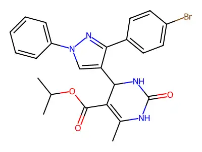 propan-2-yl 4-[3-(4-bromophenyl)-1-phenyl-1H-pyrazol-4-yl]-6-methyl-2-oxo-1,2,3,4-tetrahydropyrimidine-5-carboxylate structure