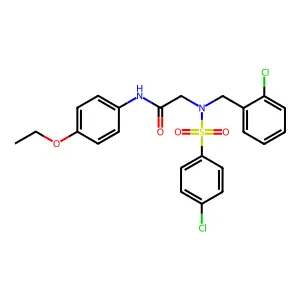 2-[(2-chlorophenyl)methyl-(4-chlorophenyl)sulfonylamino]-N-(4-ethoxyphenyl)acetamide structure