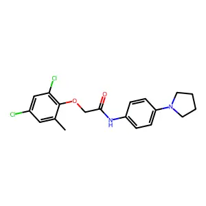 2-(2,4-dichloro-6-methylphenoxy)-N-(4-pyrrolidin-1-ylphenyl)acetamide structure