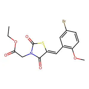 (E)-ethyl 2-(5-(5-bromo-2-methoxybenzylidene)-2,4-dioxothiazolidin-3-yl)acetate structure