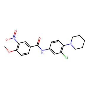 N-(3-chloro-4-piperidin-1-ylphenyl)-4-methoxy-3-nitrobenzamide structure