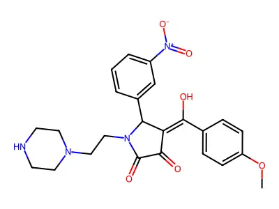 3-hydroxy-4-(4-methoxybenzoyl)-5-(3-nitrophenyl)-1-[2-(piperazin-1-yl)ethyl]-2,5-dihydro-1H-pyrrol-2-one structure