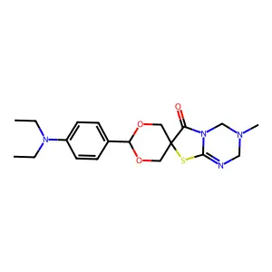 2-[4-(diethylamino)phenyl]-3'-methylspiro[1,3-dioxane-5,7'-2,4-dihydro-[1,3]thiazolo[3,2-a][1,3,5]triazine]-6'-one structure