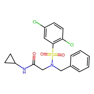 2-[benzyl-(2,5-dichlorophenyl)sulfonylamino]-N-cyclopropylacetamide structure