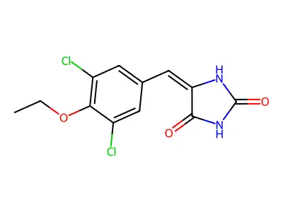 (5E)-5-[(3,5-dichloro-4-ethoxyphenyl)methylidene]imidazolidine-2,4-dione structure