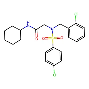 2-[(2-chlorophenyl)methyl-(4-chlorophenyl)sulfonylamino]-N-cyclohexylacetamide structure