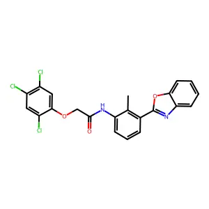 N-[3-(1,3-benzoxazol-2-yl)-2-methylphenyl]-2-(2,4,5-trichlorophenoxy)acetamide structure