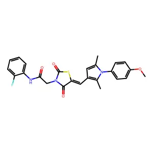 N-(2-fluorophenyl)-2-[(5Z)-5-[[1-(4-methoxyphenyl)-2,5-dimethylpyrrol-3-yl]methylidene]-2,4-dioxo-1,3-thiazolidin-3-yl]acetamide structure