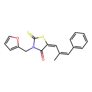 (Z)-3-(furan-2-ylmethyl)-5-((E)-2-methyl-3-phenylallylidene)-2-thioxothiazolidin-4-one structure