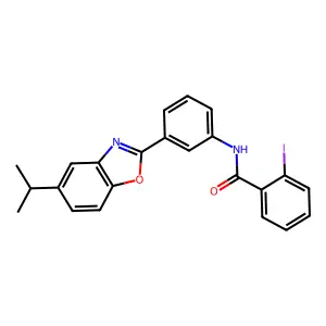 2-iodo-N-{3-[5-(propan-2-yl)-1,3-benzoxazol-2-yl]phenyl}benzamide structure