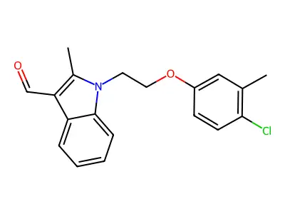 1-[2-(4-chloro-3-methylphenoxy)ethyl]-2-methyl-1H-indole-3-carbaldehyde structure