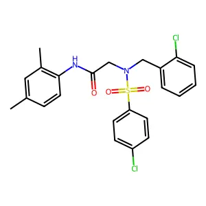2-[(2-chlorophenyl)methyl-(4-chlorophenyl)sulfonylamino]-N-(2,4-dimethylphenyl)acetamide structure