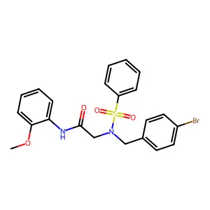 2-[benzenesulfonyl-[(4-bromophenyl)methyl]amino]-N-(2-methoxyphenyl)acetamide structure